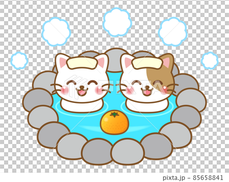 貓在露天浴池的插圖素材3 85658841