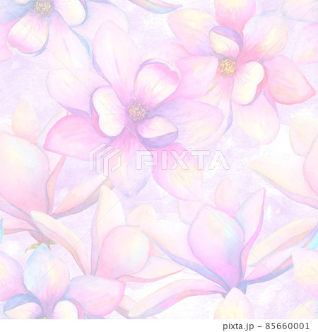 Watercolor beautiful magnolia flowers seamless pattern background. Watercolour spring elegant botanical illustration Watercolor beautiful magnolia flowers seamless pattern background. Watercolour spring elegant botanical illustration 85660001