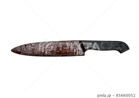 Knife blade in red blood isolated on white background with clipping path Knife blade in red blood isolated on white background with clipping path 85660052