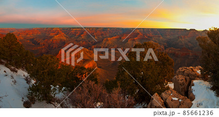 Panorama from the Grand Canyon south side in winter Panorama from the Grand Canyon south side in winter 85661236