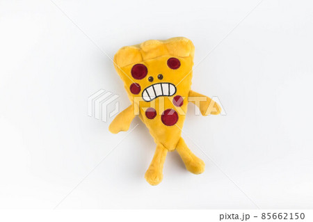 Colorful plush pizza piece on isolated white background Colorful plush pizza piece on isolated white background 85662150