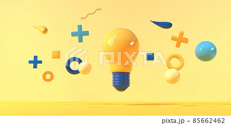 Light bulb with flying geometric shapes - 3D 85662462