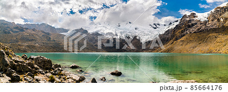 Lake and glacier at Huaytapallana mountain in Huancayo, Peru Lake and glacier at Huaytapallana mountain in Huancayo, Peru 85664176