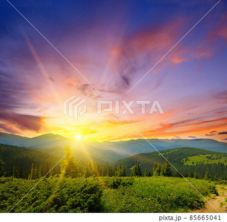 Mountain landscape at dawn 85665041