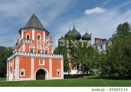 view on the Cathedral of the Intercession and the Bridge Tower on Izmailovsky Island in Moscow view on the Cathedral of the Intercession and the Bridge Tower on Izmailovsky Island in Moscow 85665514