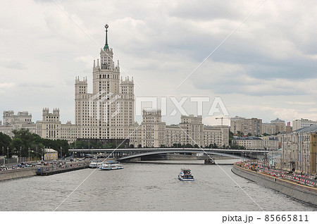 view of the Moscow river and the high-rise on the Kotelnicheskaya embankment in Moscow view of the Moscow river and the high-rise on the Kotelnicheskaya embankment in Moscow 85665811