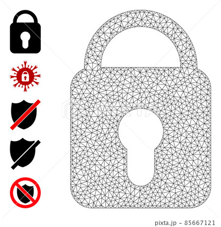 Polygonal Mesh Locked Icon with Simple Pictograms 85667121