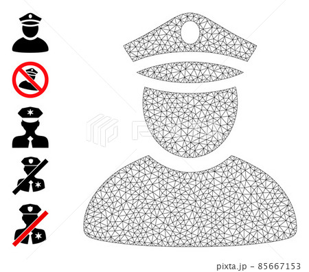 Web Mesh Police Man Icon with Simple Symbols Web Mesh Police Man Icon with Simple Symbols 85667153