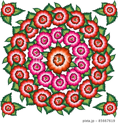 Mexican floral embroidery pattern, ethnic colorful Mandala native flowers folk fashion design. Embroidered Traditional Textile Style of Mexico, vector isolated on white background Mexican floral embroidery pattern, ethnic colorful Mandala native flowers folk fashion design. Embroidered Traditional Textile Style of Mexico, vector isolated on white background 85667619