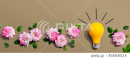 Light bulb with pink roses 85668023