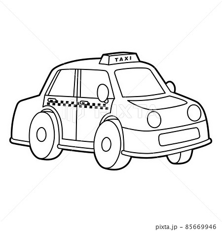 Taxi Coloring Page Isolated for Kids Taxi Coloring Page Isolated for Kids 85669946