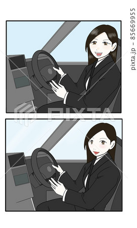 車を運転する女性のイラスト(5) 車を運転する女性のイラスト(5) 85669955