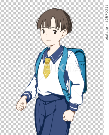 小学生の男の子 微笑む 通常 のイラスト素材