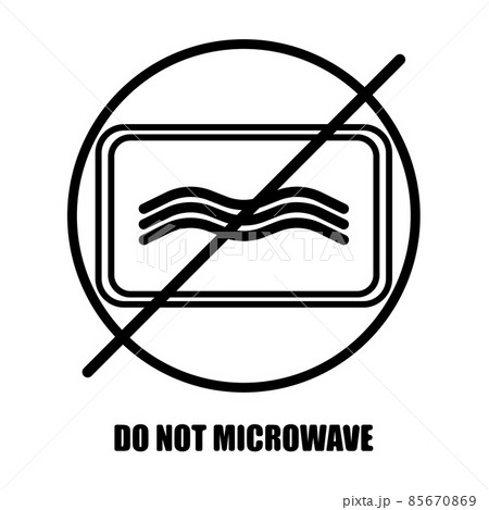 Microwave oven safe inscriptions isolated on white background. Icon warning for cookware in ink style. 85670869