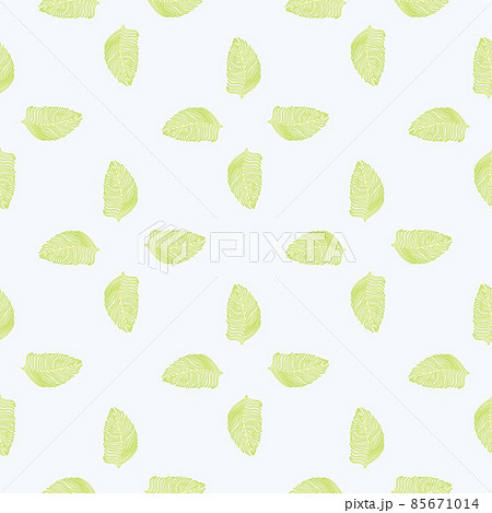 Organic palm leaf seamless pattern with hand drawn foliage print. Simple color background. Vector illustration for seasonal textile. 85671014