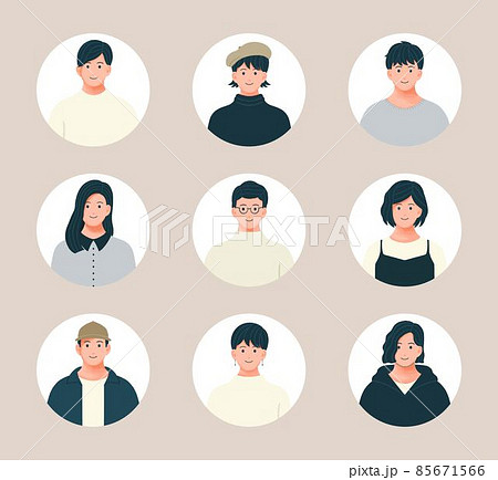 さまざまな男女のアイコンイラストセット 85671566