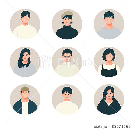さまざまな男女のアイコンイラストセット 85671569