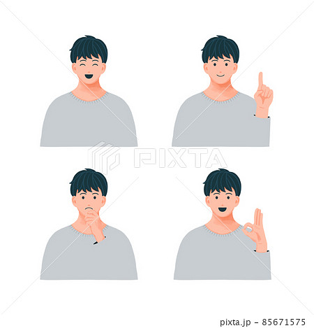 さまざまな表情の男性のイラストセット さまざまな表情の男性のイラストセット 85671575