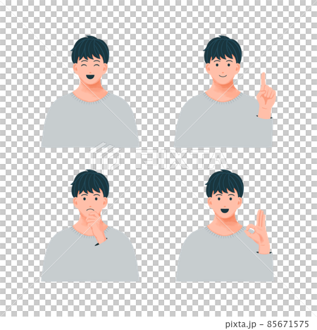 さまざまな表情の男性のイラストセット さまざまな表情の男性のイラストセット 85671575