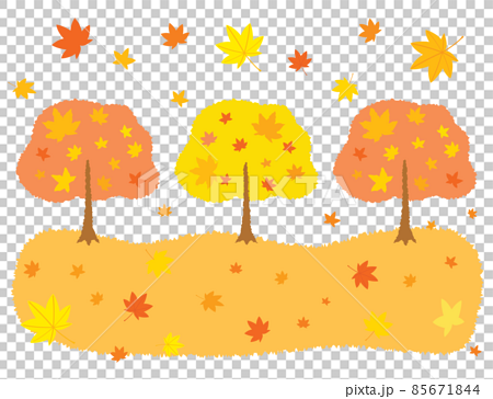 紅葉の木の風景イラストのイラスト素材
