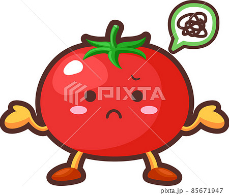 呆れるかわいいトマトのキャラクターのイラスト素材