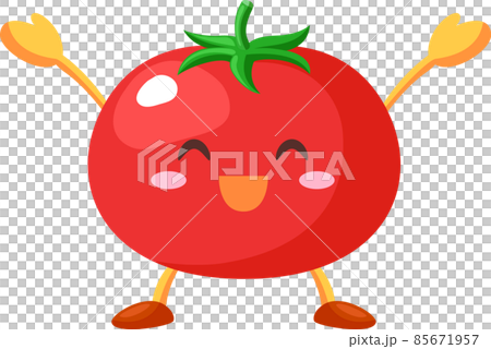 喜ぶかわいいトマトのキャラクター 85671957