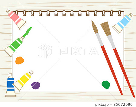 スケッチブックと絵具と筆のお絵かきイメージ スケッチブックと絵具と筆のお絵かきイメージ 85672090