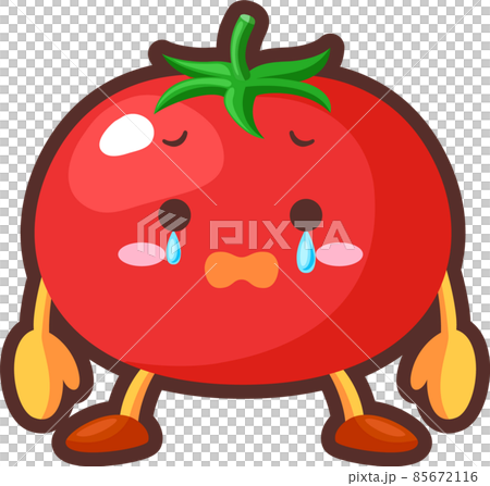 涙を流すかわいいトマトのキャラクター 涙を流すかわいいトマトのキャラクター 85672116
