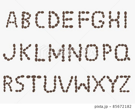 coffee beans alphabet hand drawing on white background. 85672182