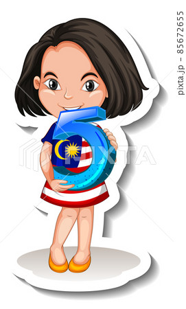 Student girl holding number five 85672655