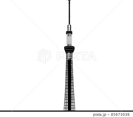 東京スカイツリーのシルエット 東京スカイツリーのシルエット 85673036