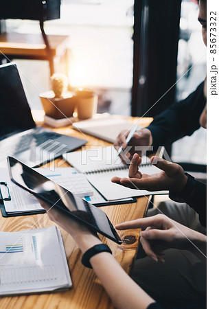 Group of Business and Accountant checking data document on digital tablet for investigation of corruption account . Anti Bribery concept. Group of Business and Accountant checking data document on digital tablet for investigation of corruption account . Anti Bribery concept. 85673322