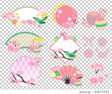 Gorgeous and cute spring Hinamatsuri frame vector illustration material / frame / ribbon / headline / Hinamatsuri 85673565
