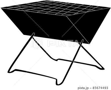 網のついたキャンプのコンロ シルエット のイラスト素材