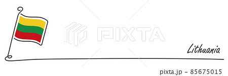 リトアニアの国旗とコピースペース 手書き スケッチ 85675015
