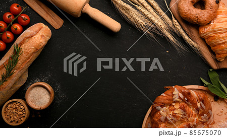 Bakery pastry background with empty space for product display. 85675070