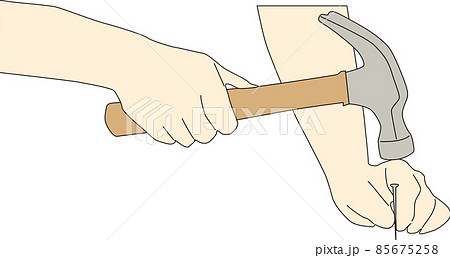 トンカチで釘を打つ人 85675258