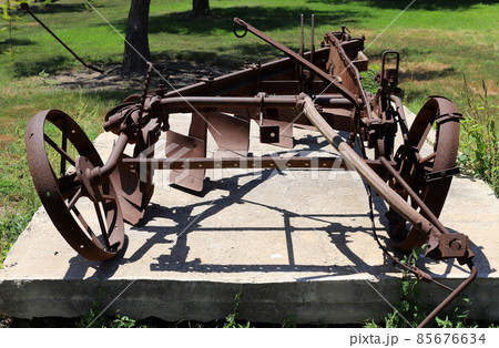 Old agricultural machinery used to work in the fields in Israel 85676634