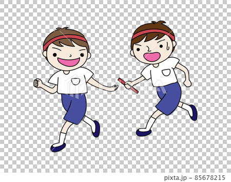 接力傳遞接力棒現場的男孩 85678215