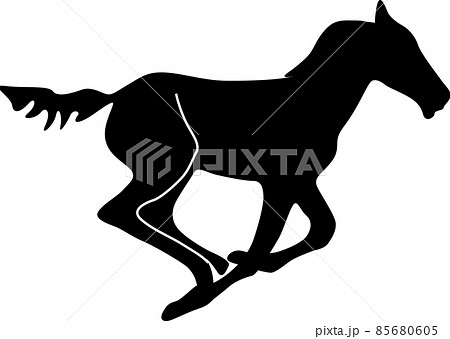 美しい競走馬のシルエット 85680605