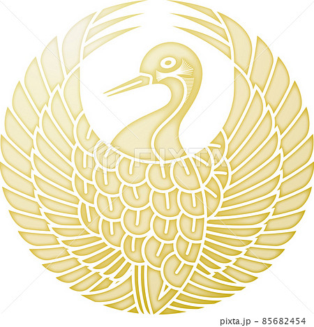 家紋　森鶴の丸【金色】 85682454