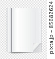 Realistic blank open magazine with rolled white paper pages on transparent background 85682624