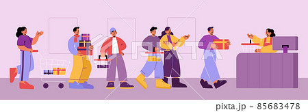 Group of people in queue in supermarket 85683478