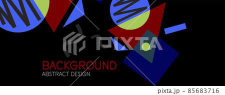 Abstract background. Blocks, lines, triangles, circles composition. Techno or business concept for wallpaper, banner, background, landing page 85683716