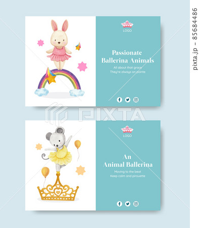 Facebook template with Fairy ballerinas animals concept,watercolor style Facebook template with Fairy ballerinas animals concept,watercolor style 85684486