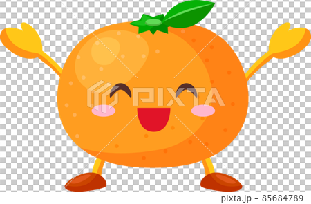 舉起雙手高興的可愛橘子的插圖 舉起雙手高興的可愛橘子的插圖 85684789