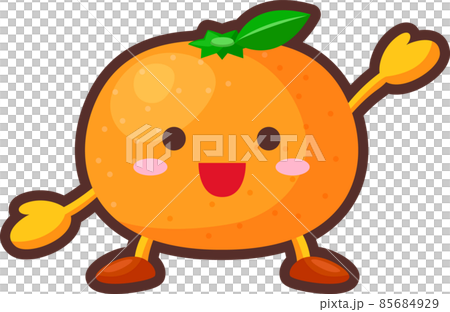 舉起一隻手的可愛橘子的插圖 85684929