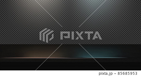 Black steel countertop, empty shelf. Vector realistic mockup 85685953