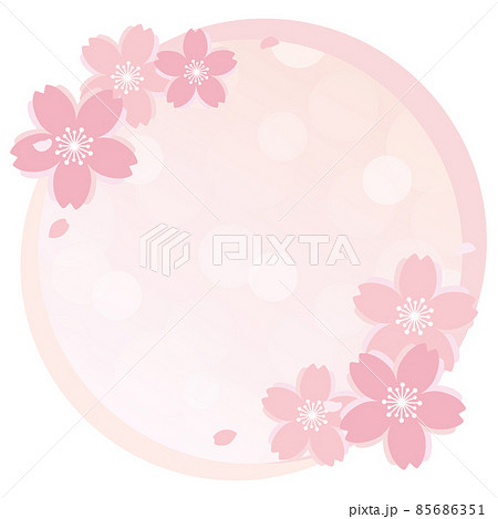 桜の淡いフレーム　円形 85686351