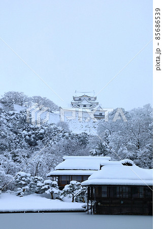 国宝彦根城 名勝玄宮園 雪景色 国宝彦根城 名勝玄宮園 雪景色 85686539